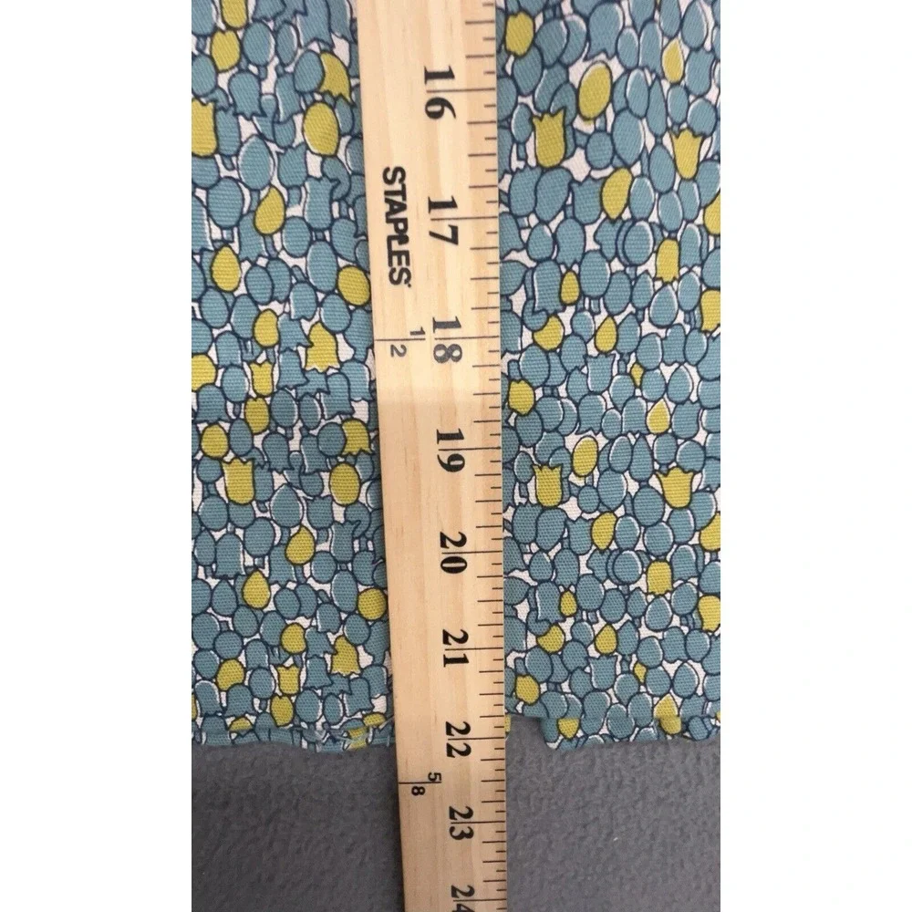 Talbots Skirt 4 Teal Yellow Geo Print Cotton Stretch Pencil Preppy Career Casual